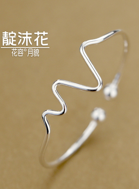 银手镯心跳个性闪电银手镯韩版
