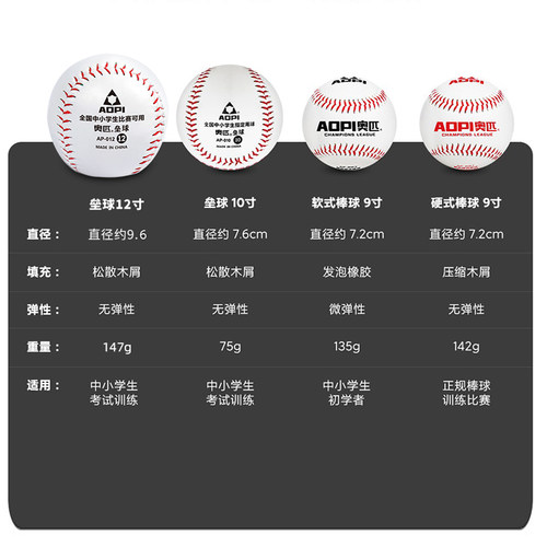 奥匹小学生专用垒球投掷中考试比赛标准训练软式棒球硬式团建儿童 - 图1