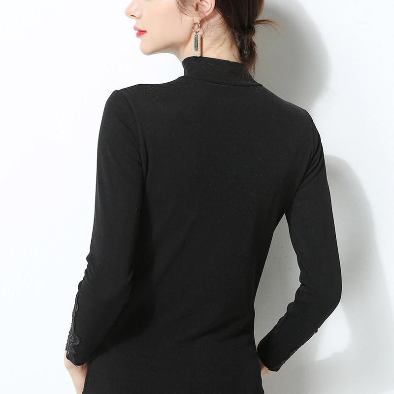 立领蕾丝加绒女半高领网纱百搭内搭 费纳德蕾丝衫/雪纺衫