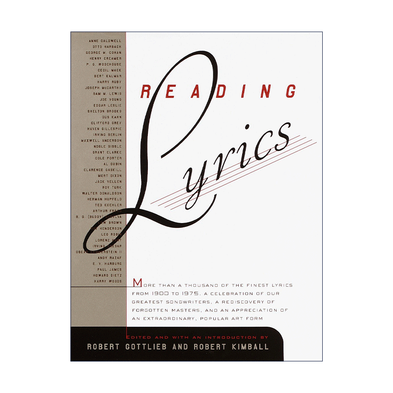英文原版 Reading Lyrics 读歌词 超过1000首二十世纪的好歌词 音乐 Robert Gottlieb 精装 英文版 进口英语原版书籍
