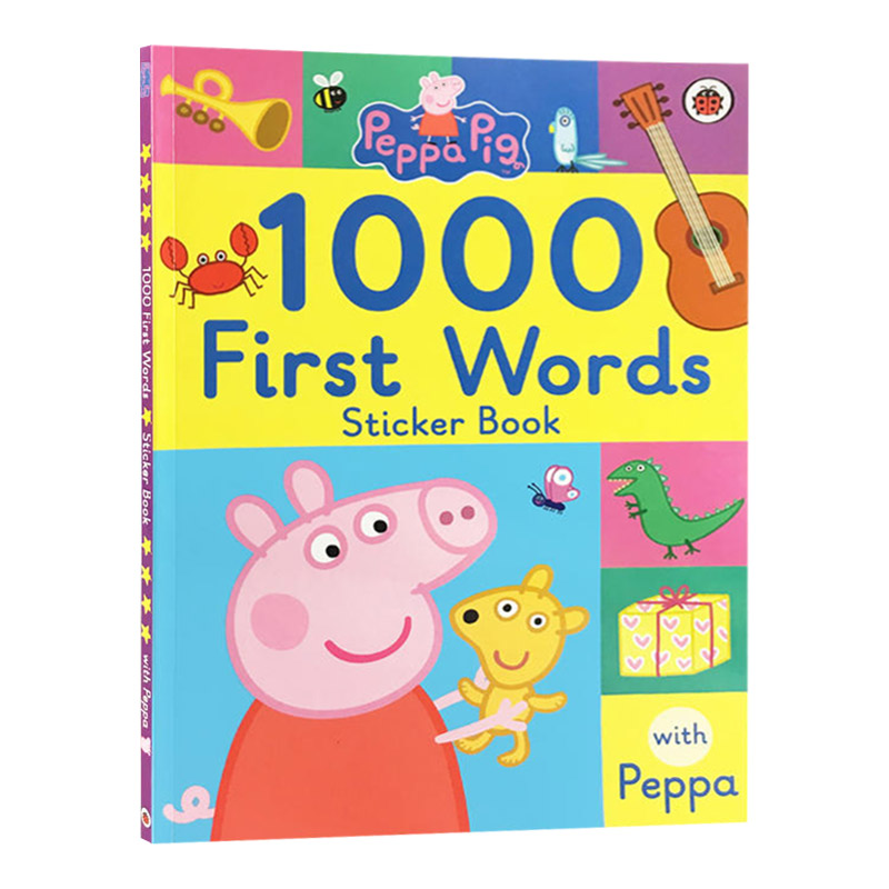 小猪佩奇1000单词趣味贴纸游戏书英文原版 Peppa Pig 1000 First Words Sticker Book佩佩粉红猪小妹英语入门启蒙初级亲子互动-图0