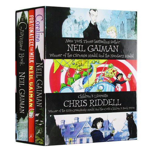 尼尔盖曼3册盒装 英文原版小说 Neil Gaiman 坟场之书 鬼妈妈 爸爸去哪儿了 The Graveyard Book 青少年读物 英文版原版英语书籍 - 图0