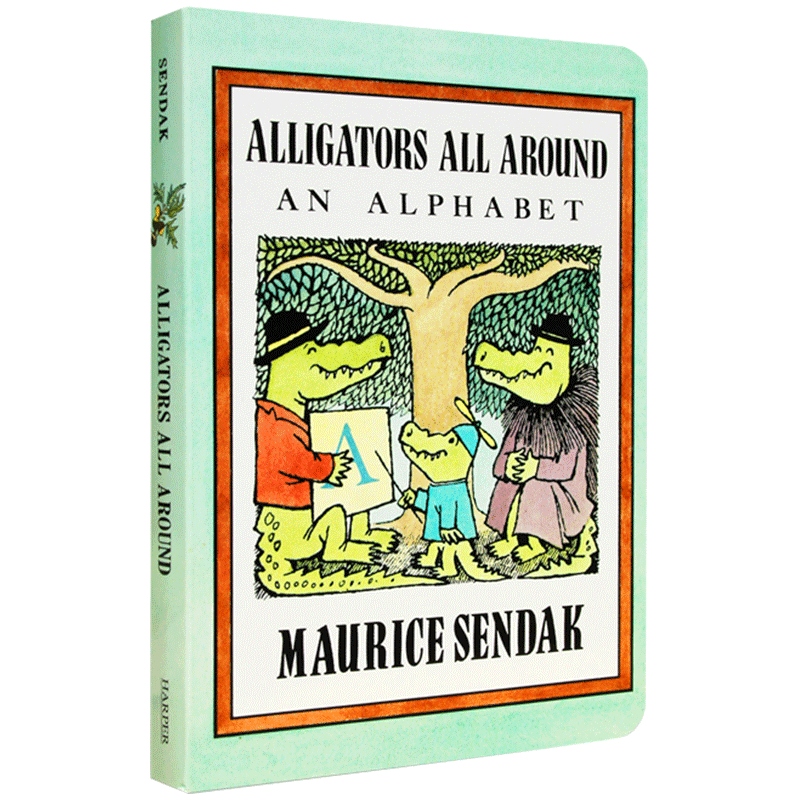 华研原版 英文原版绘本 小鳄鱼学字母 Alligators All Around Board Book 廖彩杏书单 拼读纸板书 英文字母认知 0-6岁英语绘本进口 - 图0