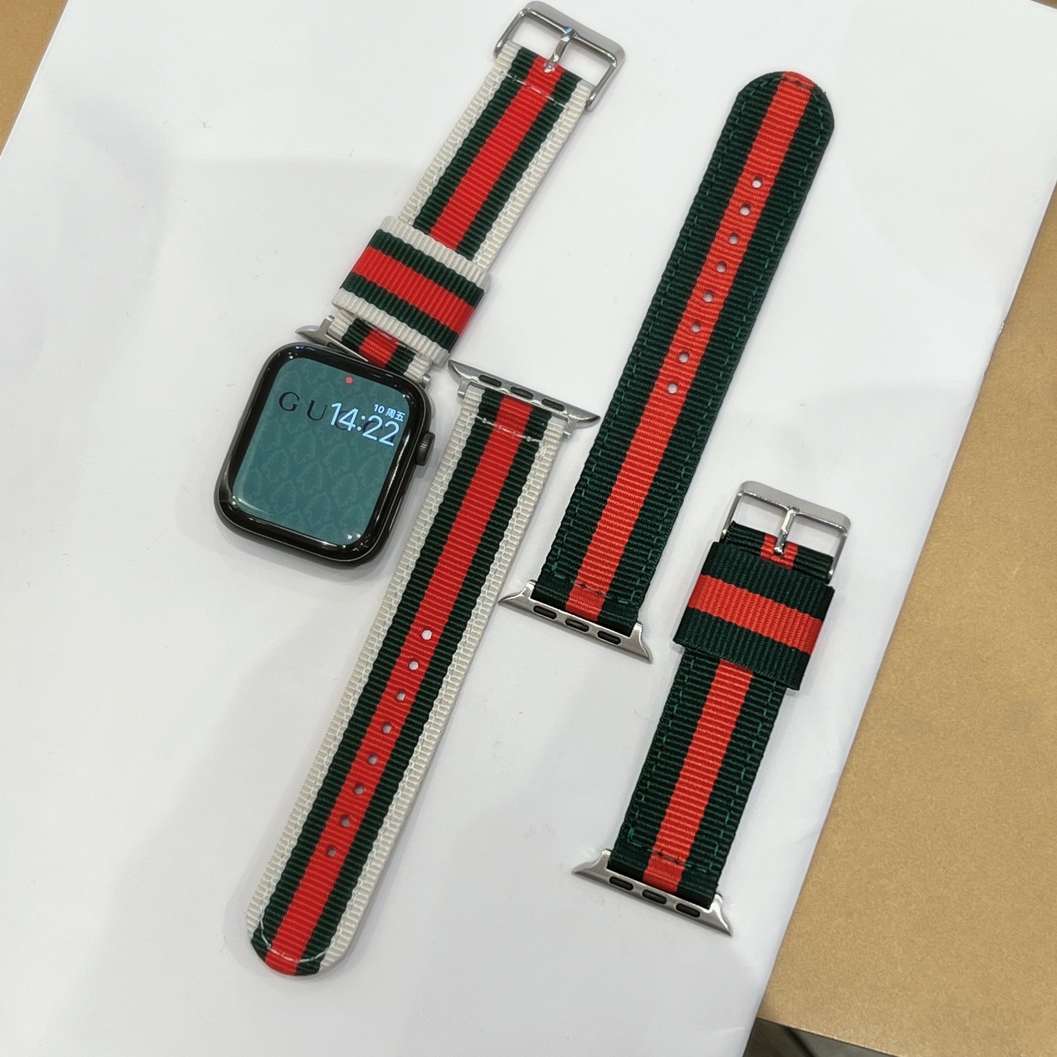 适用iwatch7表带苹果S7手表表带applewatch6代尼龙se帆布5新款4创意条纹iPhonewatch高级44mm个性41女潮 - 图3