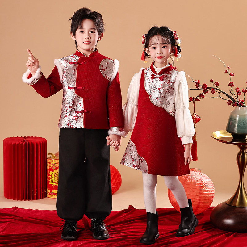 2026年新款男女童冬季拜年服加绒加厚中国风合唱服儿童元旦演出服,淘宝优惠券,粉丝福利购,淘宝优惠卷