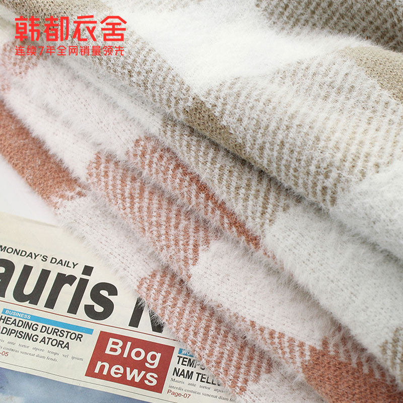 韩都衣舍2020秋冬新款日系软妹少女 韩都衣舍嗒嗒毛针织衫