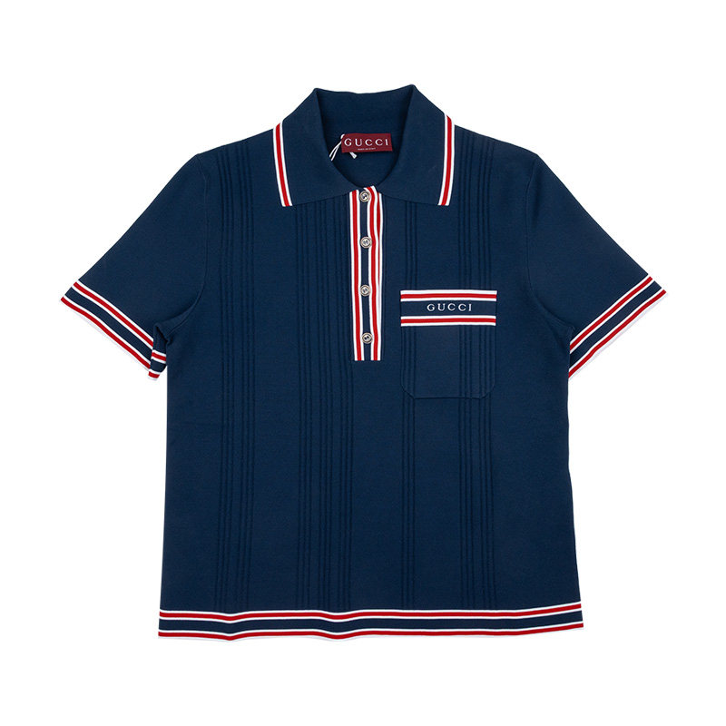 GUCCI古驰女士经典字母logo条纹针织短袖Polo衫女春夏,淘宝优惠券,粉丝福利购,淘宝优惠卷