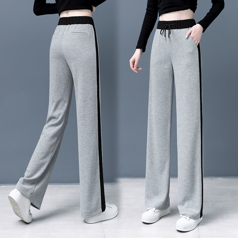 华夫格加绒运动九分春秋新款阔腿裤 ynchujian衣诺初见休闲裤