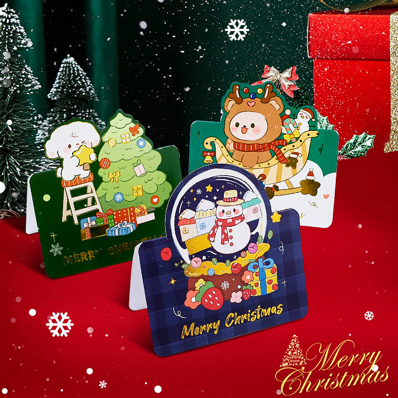 圣诞节贺卡3d立体贺卡元旦节日卡片2024新年贺卡手写礼物留言卡小卡片merry christmas感恩祝福卡贺卡明信片