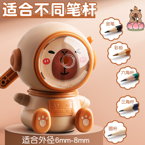 卡皮巴拉卷笔刀手摇转笔刀女孩削笔器铅笔削笔刀小学生专用男孩削笔机非自动铅笔刨幼儿园儿童手动旋笔绞笔刀 - 图0