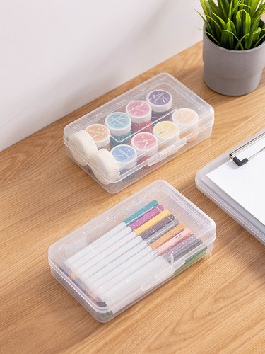 铅笔盒文具盒笔盒美术用素描铅笔盒大容量塑料透明简约网红儿童笔袋文具盒男小学生女生可爱笔盒口罩收纳盒 - 图1