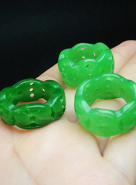 玉石男女款绀青镂空花纹戒指指环