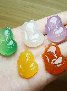 玛瑙小狐狸学生玉髓挂件配饰吊坠