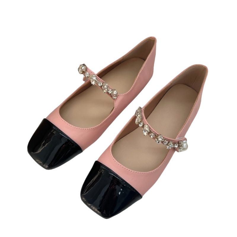 外贸原单魔术贴平底单鞋女温柔方头水钻一字带轻便浅口玛丽珍鞋,淘宝优惠券,粉丝福利购,淘宝优惠卷