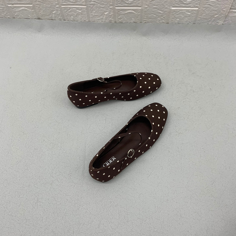 出口美国原单复古方头波点玛丽珍鞋女一字扣平底浅口单鞋大码女鞋,淘宝优惠券,粉丝福利购,淘宝优惠卷