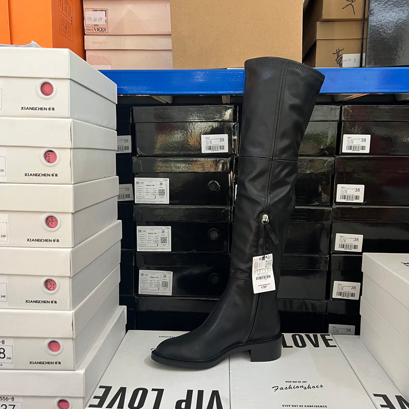 西班牙轻奢ZA原单出口圆头粗跟侧拉链过膝长靴女冬季,淘宝优惠券,粉丝福利购,淘宝优惠卷