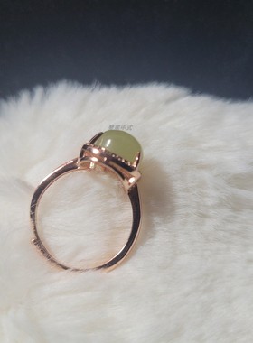 天然国标和田玉若羌黄口戒指招财纳福葫芦无优化无染色一物一图