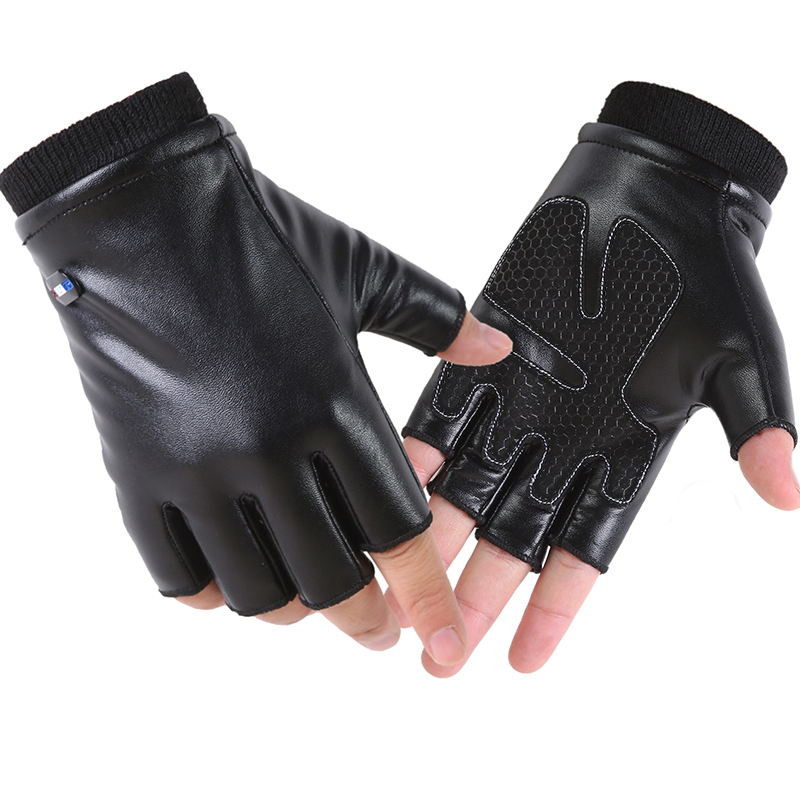 男士加绒保暖半指手套秋冬户外防水半截开车防滑机车皮骑车女露指,淘宝优惠券,粉丝福利购,淘宝优惠卷
