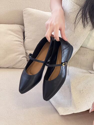 cohsel2026新款舒适不累脚尖头玛丽珍鞋女平底单鞋一脚蹬懒人鞋 - 图2
