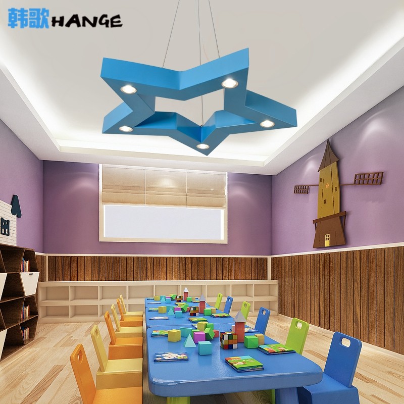 五角星吊灯星星灯卡通儿童灯创意幼儿园灯具教室游乐园商场定制灯_虎窝淘