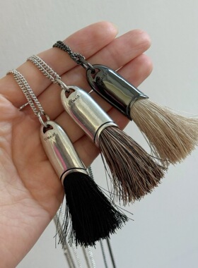 欧美新款刷子项链气质百搭高级感流苏毛衣链小众设计马鬃毛吊坠女