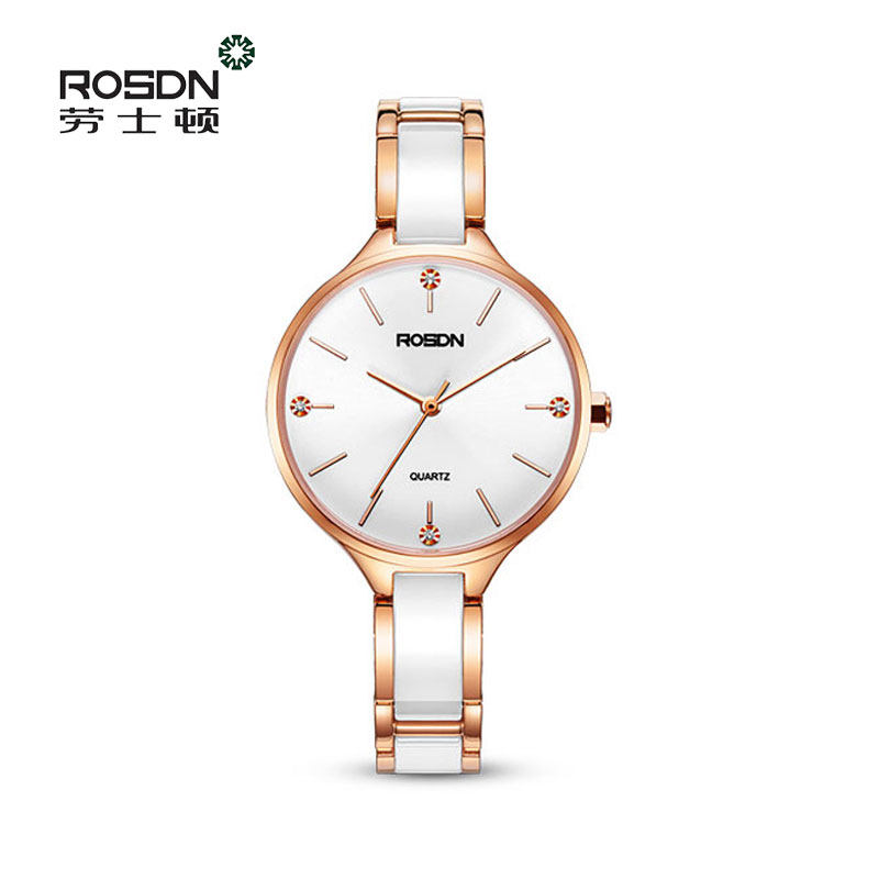 劳士顿十大简约气质陶瓷女士手表 rosdn劳士顿兰蒂克国产腕表