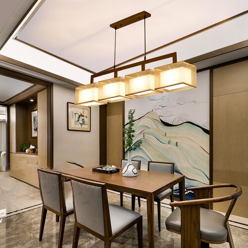 新中式吊灯餐厅灯三头客厅中国风茶室吧台禅意现代简约饭厅长方形 - 图1