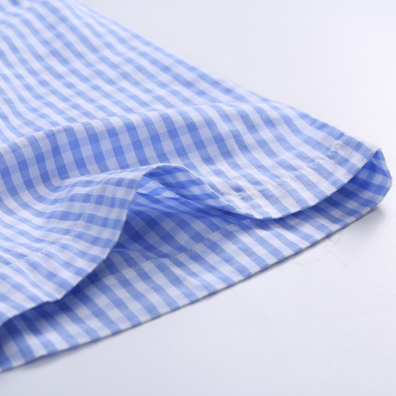 春夏格子男短袖小青少年休闲格子衫 caiziyijia扬力达衬衫