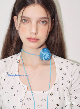 郑佰万~复古玫瑰花项链女花朵辣妹锁骨链系带choker法式时髦颈链