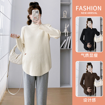 Online Red New Pregnancy Woman Dress Knitted Sweater Autumn winter 100 hitch undershirt pregnant woman blouses postpartum breast-shirt pregnancy test