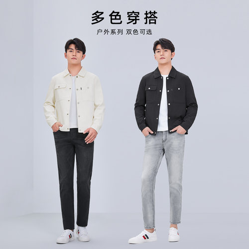 [品牌特卖]华夫格肌理×莱克斯顿休闲外套2025新款翻领夹克上衣 - 图3