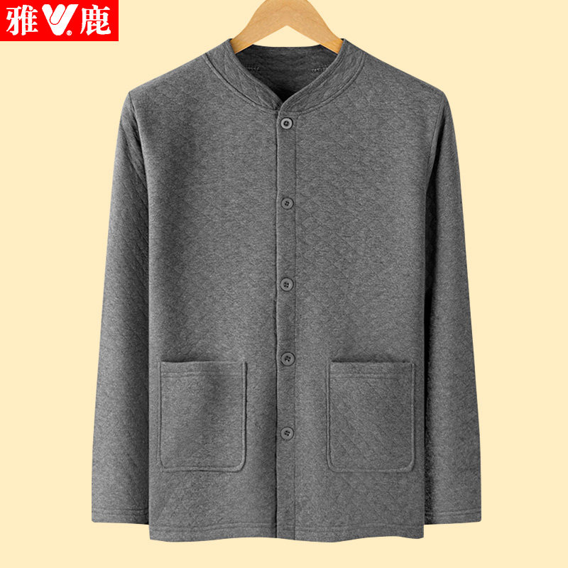 雅鹿中老年开衫保暖加肥加大单上衣 龙俊祥服饰保暖上装