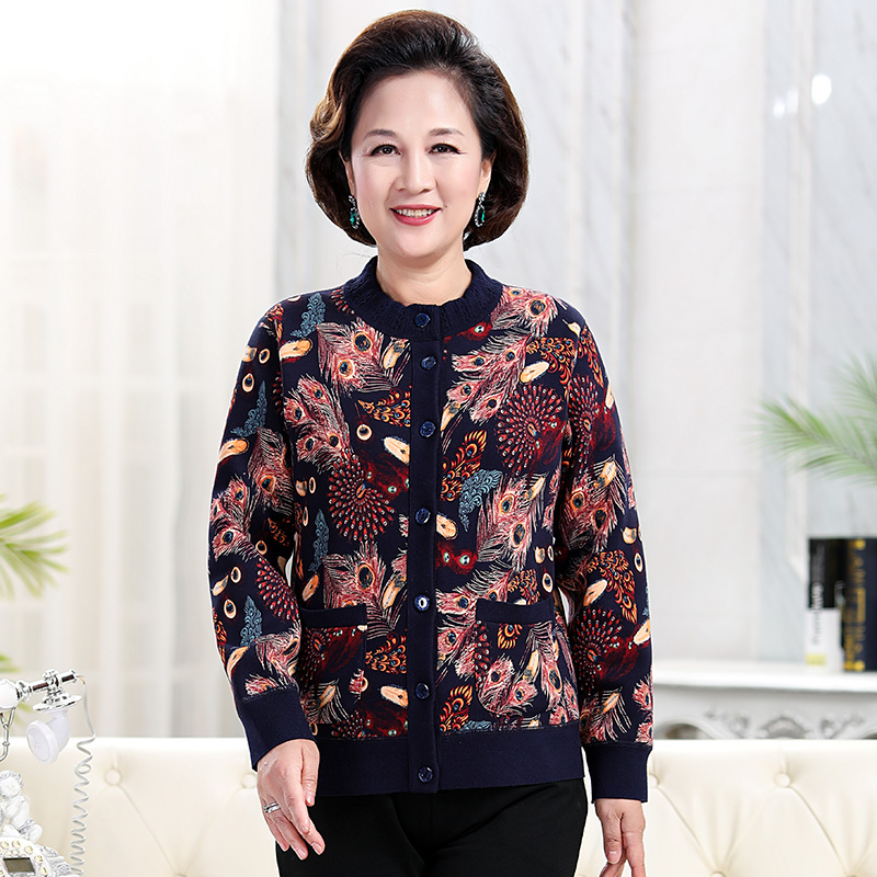 雅鹿中老年开衫保暖加绒单件保暖衣 龙俊祥服饰保暖上装