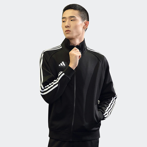 阿迪达斯春秋季外套男士女黑白休闲运动新款立领夹克TR30JR1TK-BW - 图2