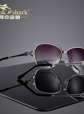 库克鲨鱼防紫外线复古椭圆墨镜女