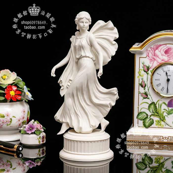 英国制Wedgwood 1993 白色跳舞丰收女神限量陶瓷娃娃收藏摆件两件
