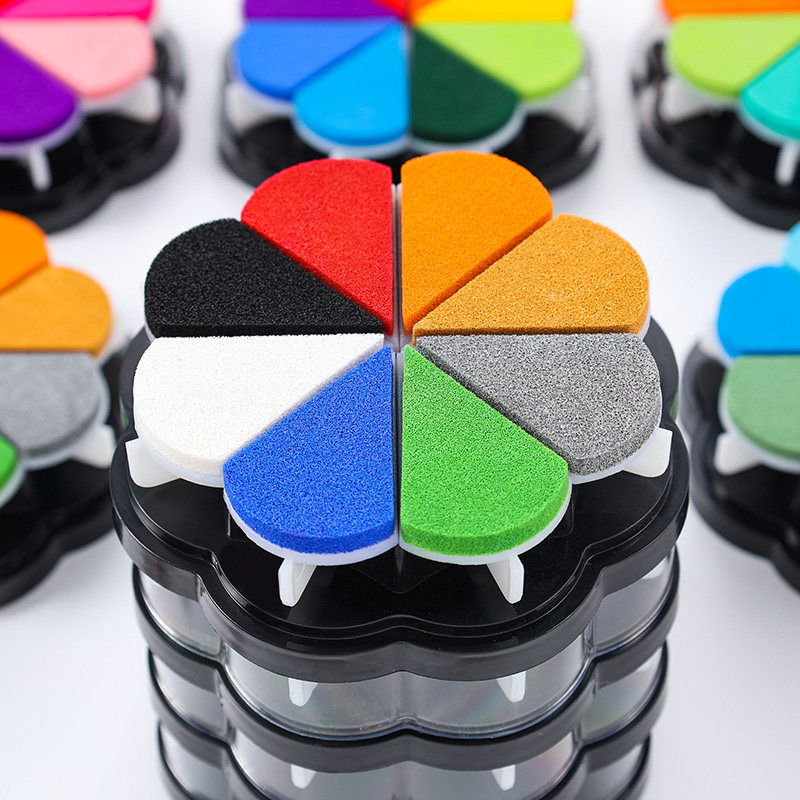 心随8色花瓣可抽拉手账橡皮章印章印台儿童手指画印泥diy涂抹工具,淘宝优惠券,粉丝福利购,淘宝优惠卷