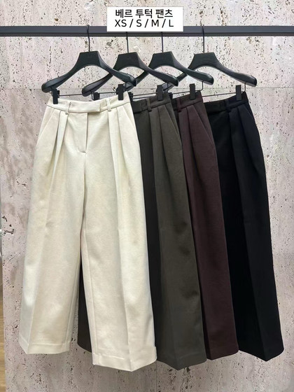 现blossom~女韩国正品代购2024秋冬季洋气高腰时尚压褶西装休闲裤