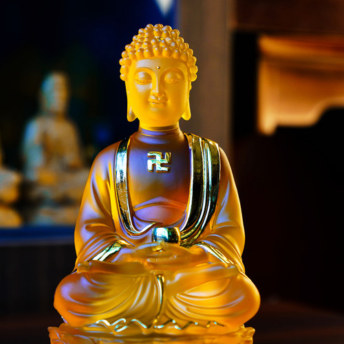 原创树脂水琉璃贴金释迦摩尼佛摆件三宝佛堂供奉释迦佛像厂家结缘 - 图0