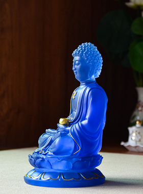 水琉璃释迦佛三宝佛佛堂供奉摆件
