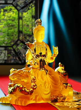 水琉璃佛堂居家供奉文殊菩萨佛像