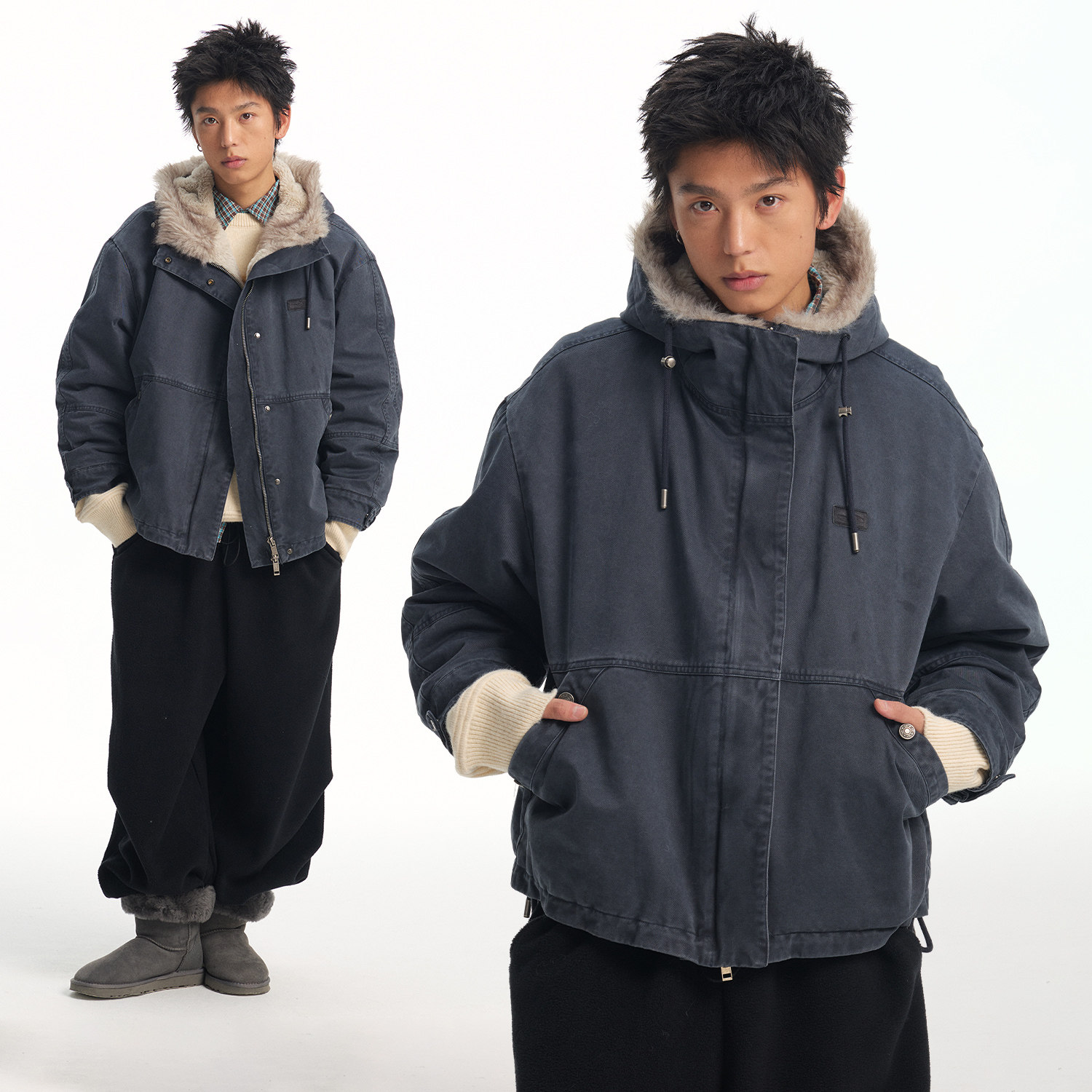 江南先生NewJNXS水洗Vintage全毛内里连帽毛领派克服棉服座山雕冬,淘宝优惠券,粉丝福利购,淘宝优惠卷