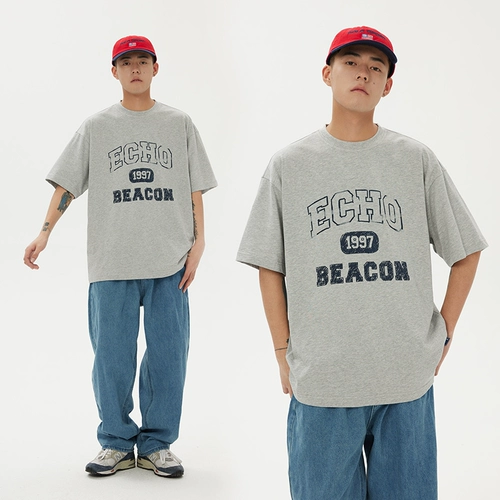 Японская футболка с коротким рукавом для влюбленных, с печатью вашего логотипа, оверсайз