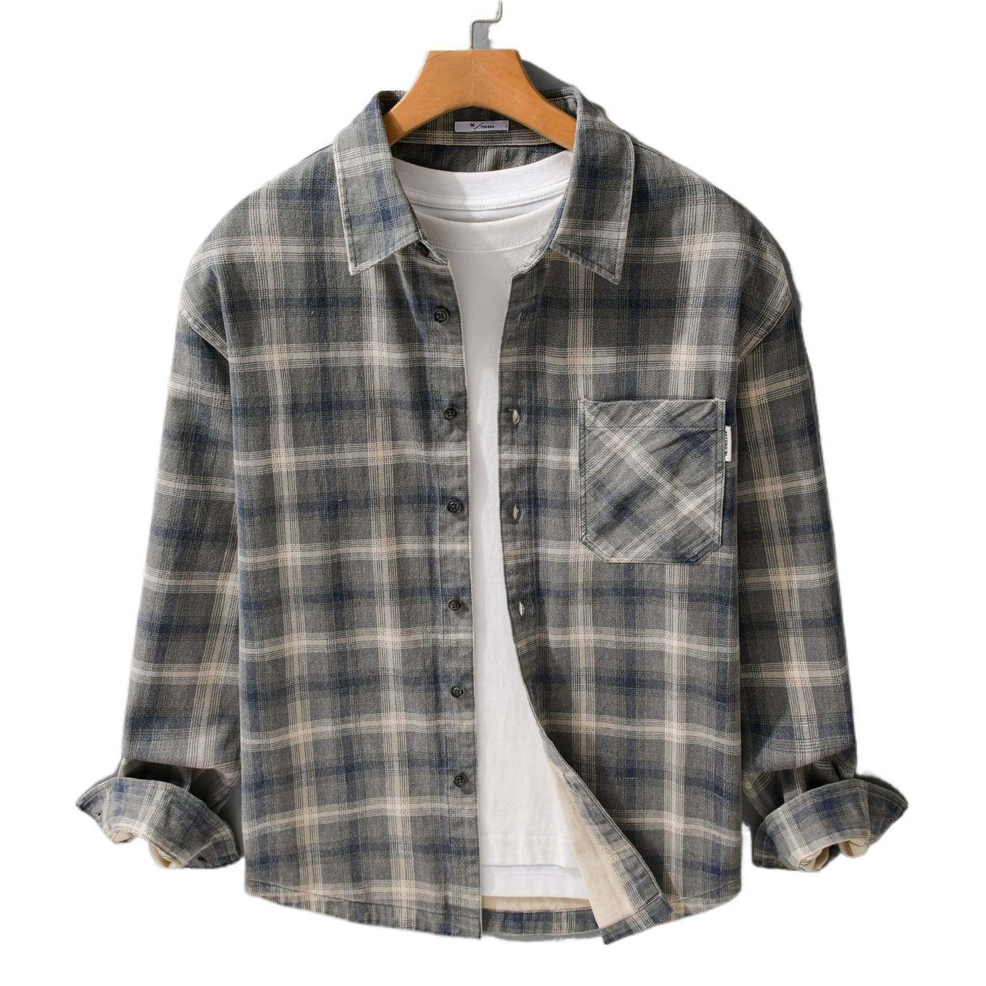 日系潮流格子长袖衬衫男士时尚百搭复古文艺休闲宽松上衣外穿衬衣,淘宝优惠券,粉丝福利购,淘宝优惠卷