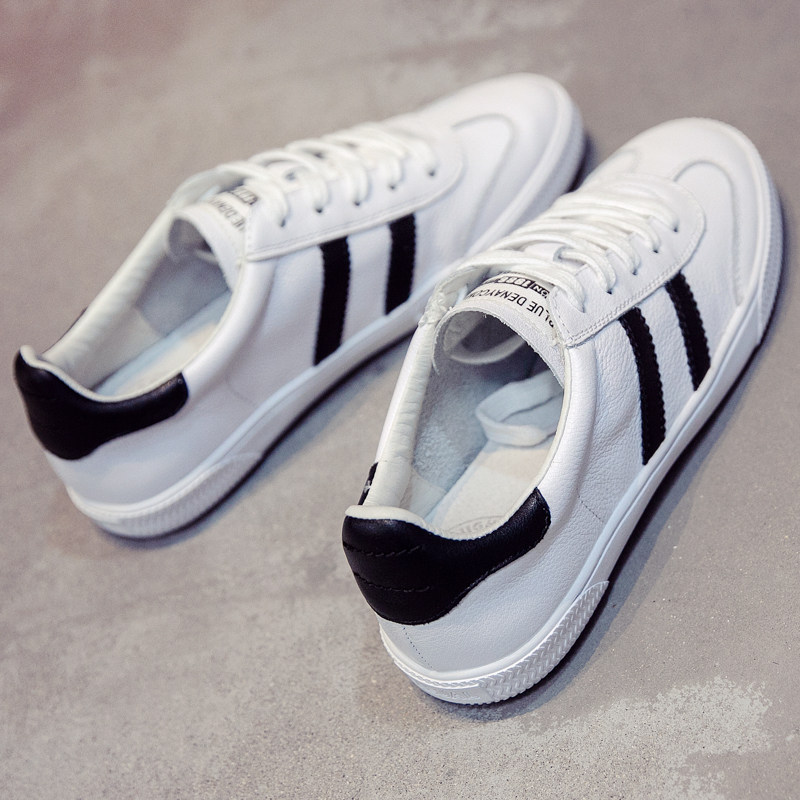 四季小白鞋女真皮平底百搭透气韩版休闲鞋系带运动板鞋纯皮单鞋潮,淘宝优惠券,粉丝福利购,淘宝优惠卷