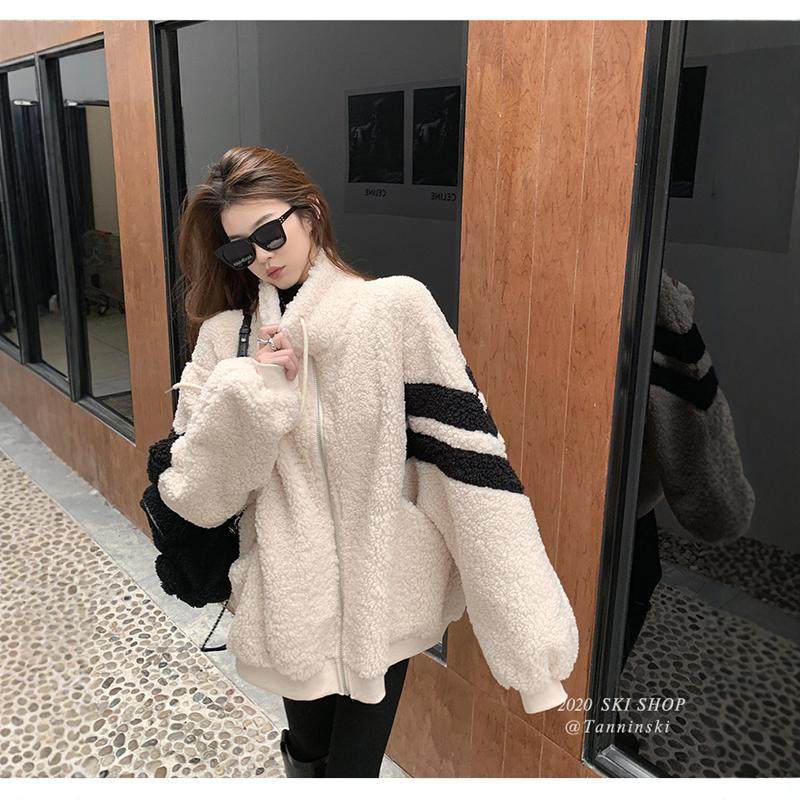 羊羔毛绒加厚立领开衫外套女秋冬季韩版大码宽松保暖加厚外穿外套,淘宝优惠券,粉丝福利购,淘宝优惠卷