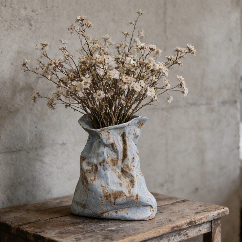 景德镇复古侘寂风陶瓷餐桌干花水培花瓶摆件客厅插花轻奢高级感,淘宝优惠券,粉丝福利购,淘宝优惠卷