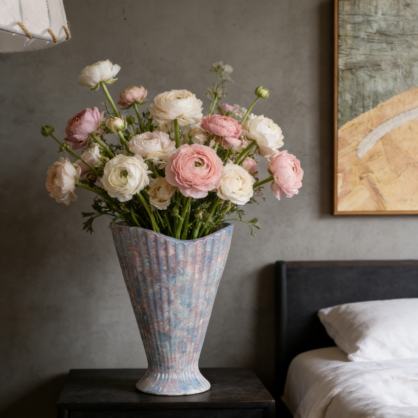 景德镇欧式紫粉贝壳陶瓷餐桌水培大花瓶摆件客厅插花轻奢高级感,淘宝优惠券,粉丝福利购,淘宝优惠卷