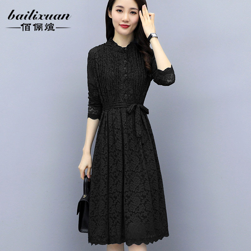 蕾丝中长款春秋新款韩版宽松打底衫 佰俪煊蕾丝衫/雪纺衫