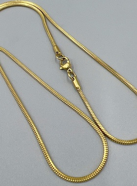 简约金色方形蛇骨链毛衣链项链